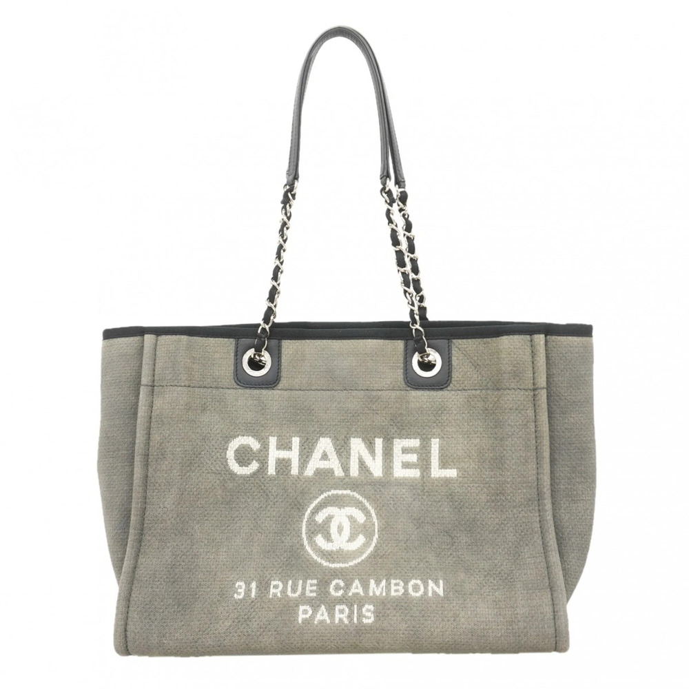 CHANEL Black Canvas Deauville Tote Bag